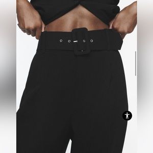 Zara PANTS WITH FABRIC-COVERED BELT